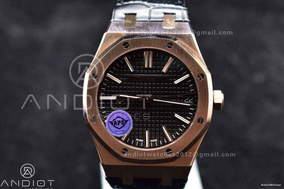 Super Black Leather 1042 41mm Strap APSF Edition SA3120 RG Royal Textured Black on Clone Best Oak Dial V 1:1 15400 WaterResistant 0902